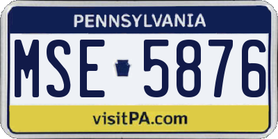 PA license plate MSE5876