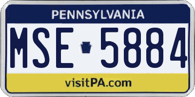 PA license plate MSE5884