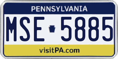 PA license plate MSE5885