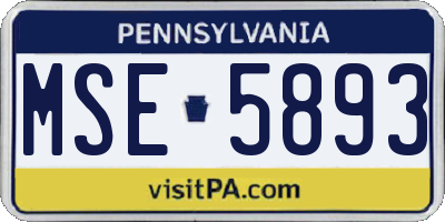 PA license plate MSE5893