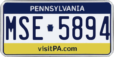 PA license plate MSE5894