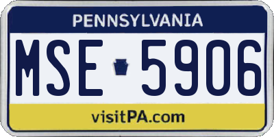 PA license plate MSE5906