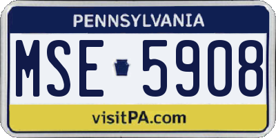 PA license plate MSE5908