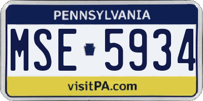 PA license plate MSE5934