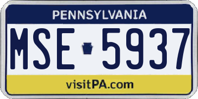 PA license plate MSE5937