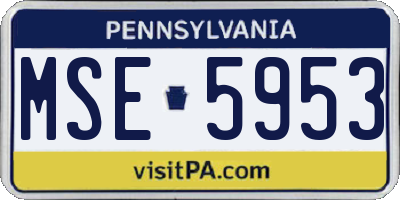 PA license plate MSE5953