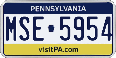 PA license plate MSE5954