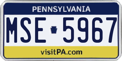 PA license plate MSE5967