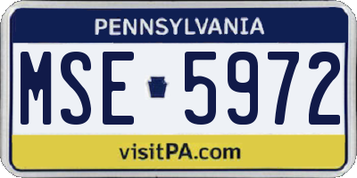 PA license plate MSE5972
