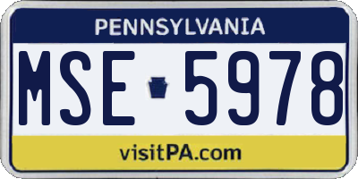 PA license plate MSE5978
