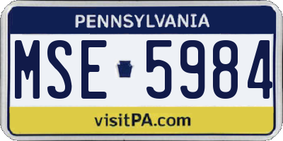 PA license plate MSE5984