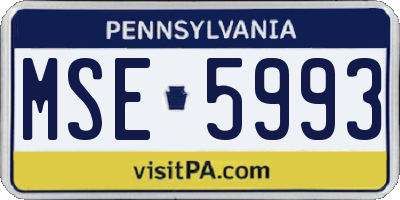 PA license plate MSE5993