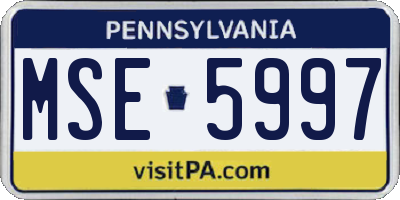 PA license plate MSE5997