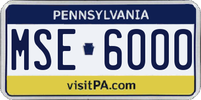 PA license plate MSE6000