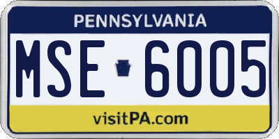 PA license plate MSE6005