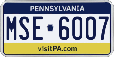 PA license plate MSE6007
