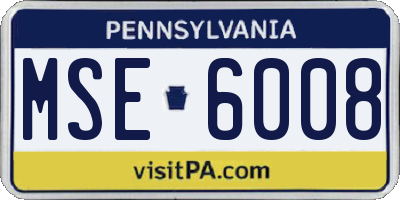 PA license plate MSE6008