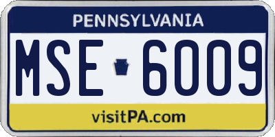 PA license plate MSE6009