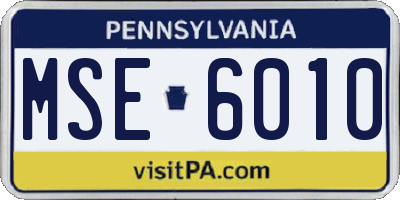 PA license plate MSE6010