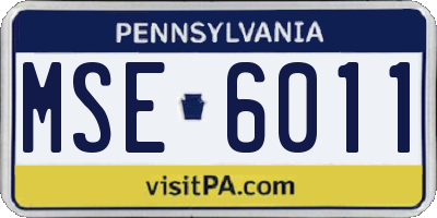 PA license plate MSE6011