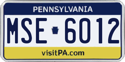 PA license plate MSE6012