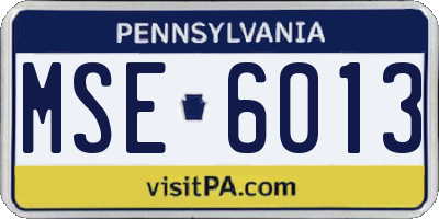 PA license plate MSE6013