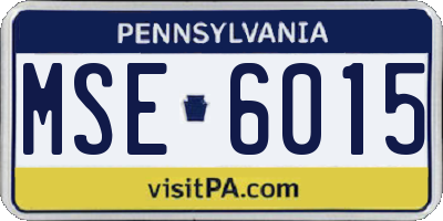 PA license plate MSE6015