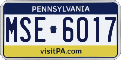 PA license plate MSE6017