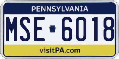 PA license plate MSE6018