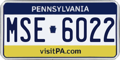 PA license plate MSE6022