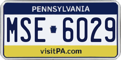 PA license plate MSE6029
