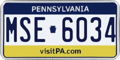 PA license plate MSE6034