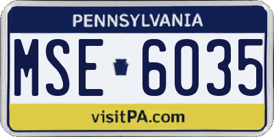 PA license plate MSE6035