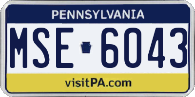 PA license plate MSE6043