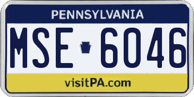 PA license plate MSE6046