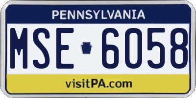 PA license plate MSE6058