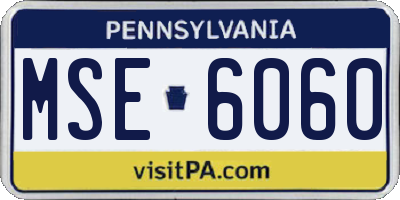 PA license plate MSE6060