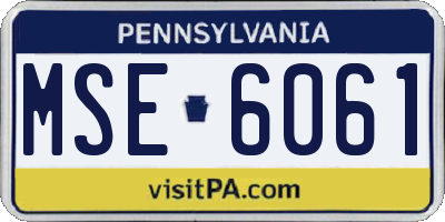 PA license plate MSE6061