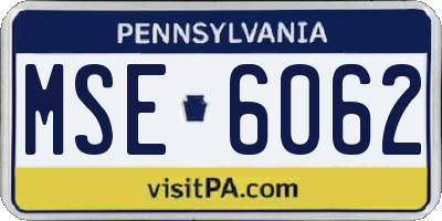 PA license plate MSE6062