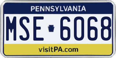 PA license plate MSE6068
