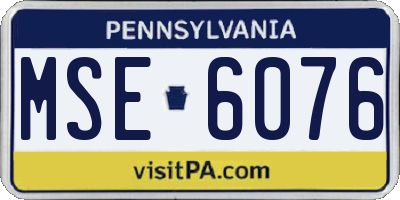 PA license plate MSE6076