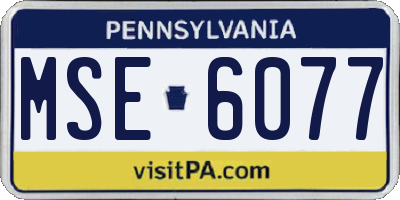 PA license plate MSE6077