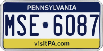 PA license plate MSE6087