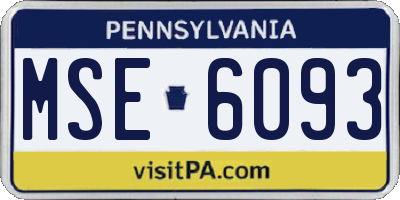 PA license plate MSE6093