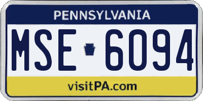 PA license plate MSE6094