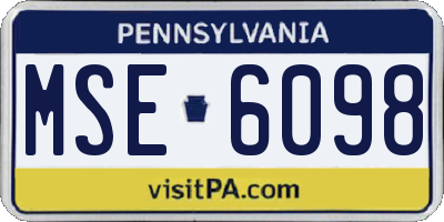 PA license plate MSE6098