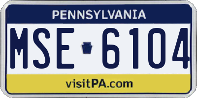 PA license plate MSE6104