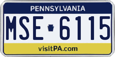 PA license plate MSE6115