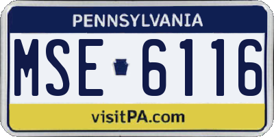 PA license plate MSE6116