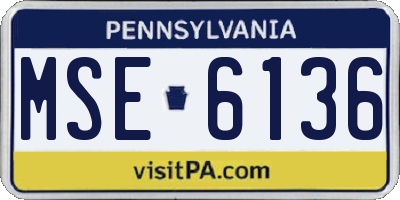 PA license plate MSE6136